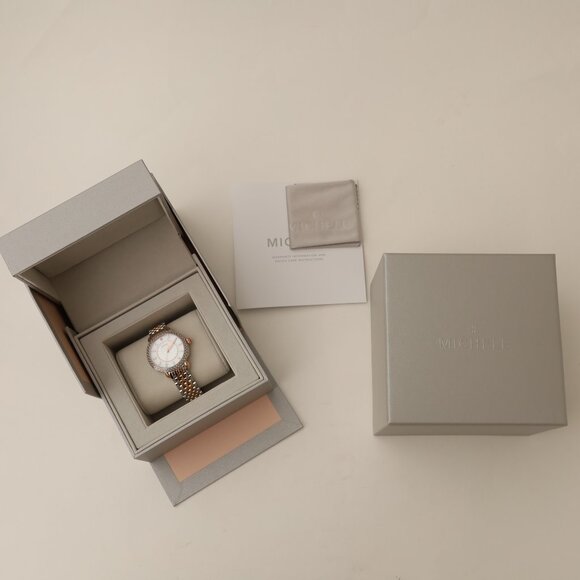 Michele Sidney MoP Diamond Silver Rose Gold Watch - Picture 12 of 13